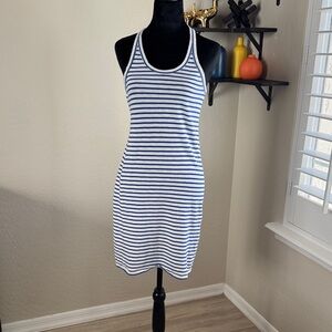 J. Crew Blue and White Striped Halter Mini Dress